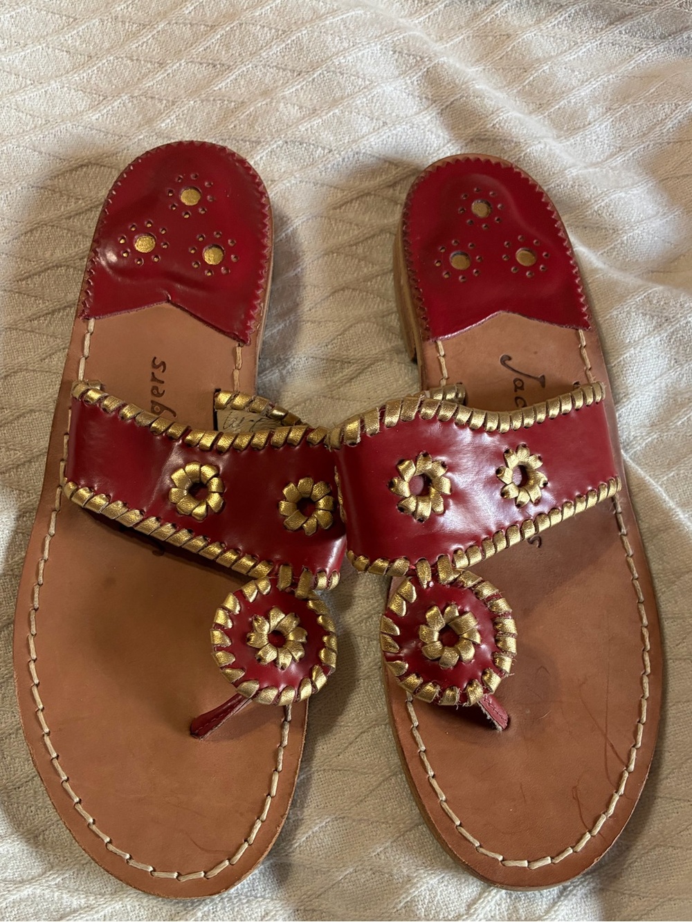 Jack Rogers  Garnet & Gold Sandals
